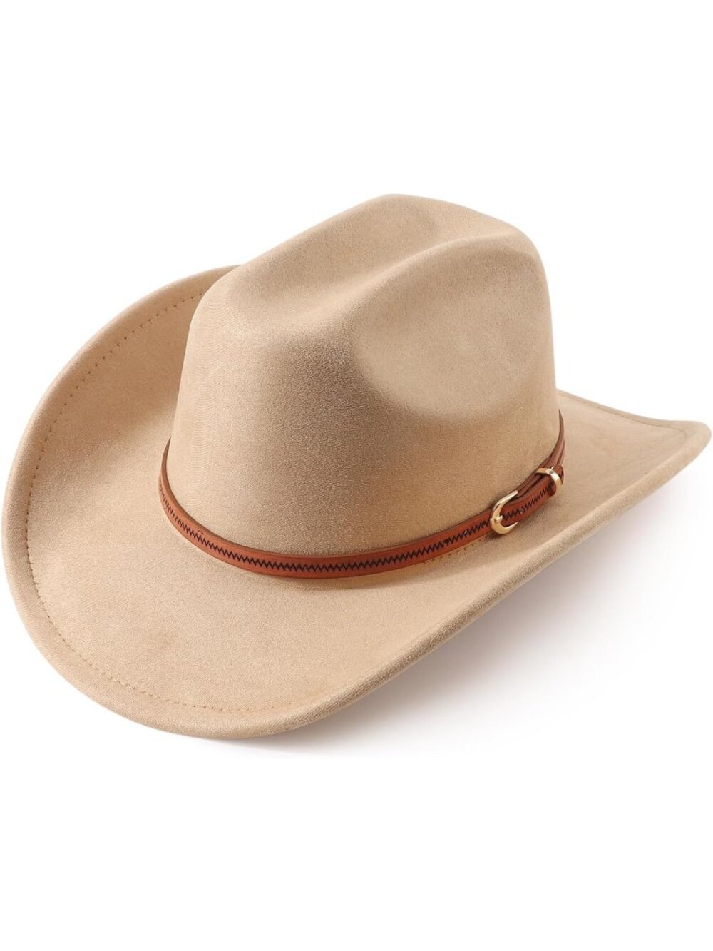 Unisex Camel Wide Brim Cowgirl Belt Buckle Imported Western Cowboy Hat
